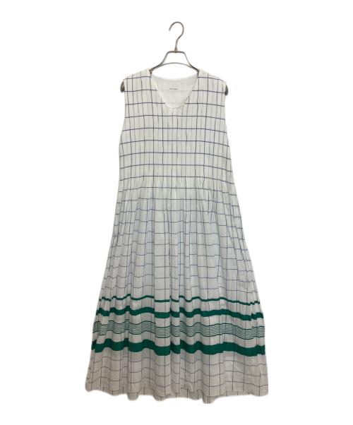 PLAIN PEOPLE（プレインピープル）PLAIN PEOPLE (プレインピープル) ウィンドウペンジャカードフレアワンピース ホワイト サイズ:3の古着・服飾アイテム