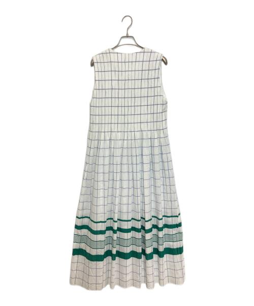 PLAIN PEOPLE（プレインピープル）PLAIN PEOPLE (プレインピープル) ウィンドウペンジャカードフレアワンピース ホワイト サイズ:3の古着・服飾アイテム