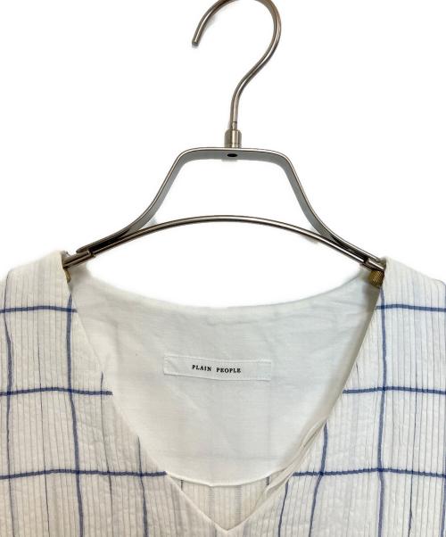 PLAIN PEOPLE（プレインピープル）PLAIN PEOPLE (プレインピープル) ウィンドウペンジャカードフレアワンピース ホワイト サイズ:3の古着・服飾アイテム