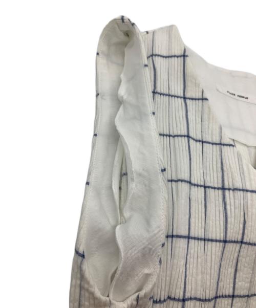 PLAIN PEOPLE（プレインピープル）PLAIN PEOPLE (プレインピープル) ウィンドウペンジャカードフレアワンピース ホワイト サイズ:3の古着・服飾アイテム