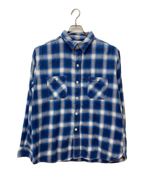 BONCOURA（ボンクラ）BONCOURA (ボンクラ) オンブレチェック ネルワークシャツ ブルー サイズ:42の古着・服飾アイテム