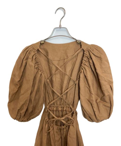 mie（ミィ）mie (ミィ) バックオープンリネンワンピース ブラウン サイズ:9の古着・服飾アイテム