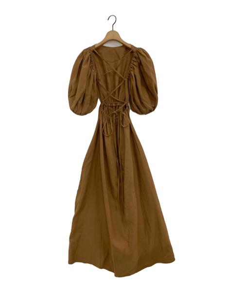 mie（ミィ）mie (ミィ) バックオープンリネンワンピース ブラウン サイズ:9の古着・服飾アイテム