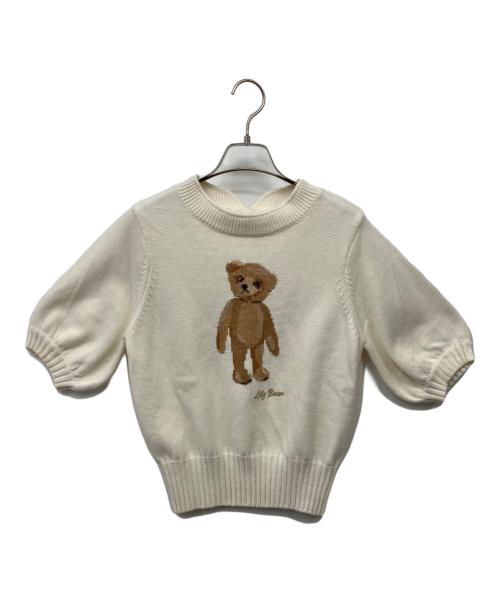 Lily Brown（リリーブラウン）Lily Brown (リリーブラウン) Lily Bear ハーフスリーブニット アイボリー サイズ:Fの古着・服飾アイテム