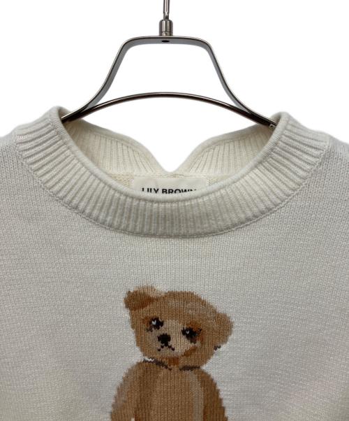 Lily Brown（リリーブラウン）Lily Brown (リリーブラウン) Lily Bear ハーフスリーブニット アイボリー サイズ:Fの古着・服飾アイテム
