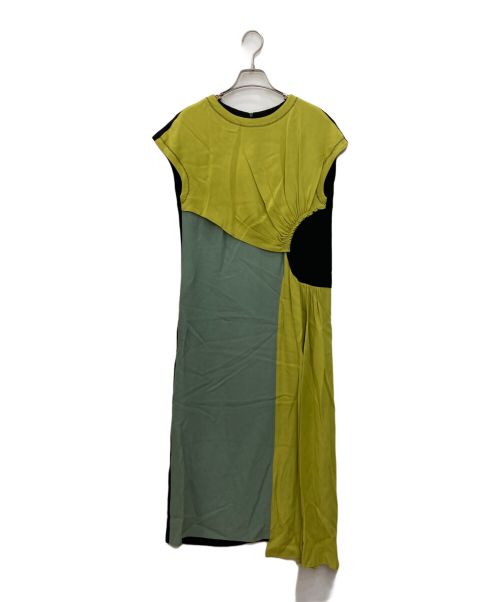 DRIES VAN NOTEN（ドリスヴァンノッテン）DRIES VAN NOTEN (ドリスヴァンノッテン) ギャザー入り変形ワンピース グリーン サイズ:36の古着・服飾アイテム