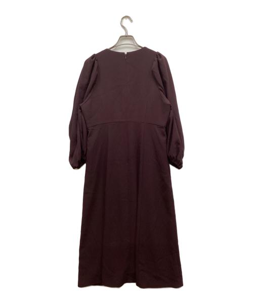 Arobe（アローブ）Arobe (アローブ) Pearl Ballon Sleeve Dress Ⅱ/パールバルーンスリーブドレ ボルドー サイズ:2の古着・服飾アイテム