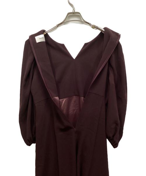 Arobe（アローブ）Arobe (アローブ) Pearl Ballon Sleeve Dress Ⅱ/パールバルーンスリーブドレ ボルドー サイズ:2の古着・服飾アイテム