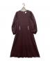 Arobe（アローブ）の古着「Pearl Ballon Sleeve Dress Ⅱ/パールバルーンスリーブドレ」｜ボルドー