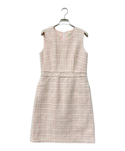 Aveniretoile（アベニールエトワール）Aveniretoile (アベニールエトワール) Vネックピンクツイードワンピース ピンク サイズ:38の古着・服飾アイテム