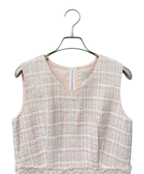 Aveniretoile（アベニールエトワール）Aveniretoile (アベニールエトワール) Vネックピンクツイードワンピース ピンク サイズ:38の古着・服飾アイテム