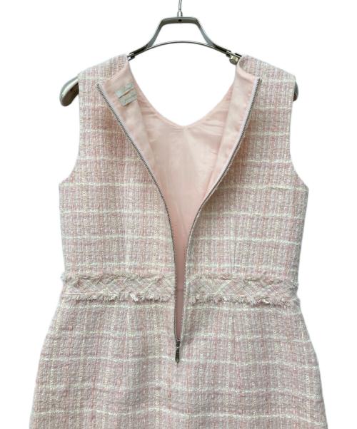 Aveniretoile（アベニールエトワール）Aveniretoile (アベニールエトワール) Vネックピンクツイードワンピース ピンク サイズ:38の古着・服飾アイテム