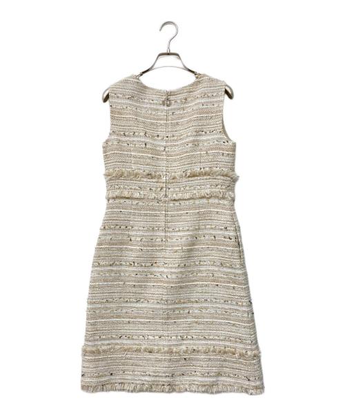 Aveniretoile（アベニールエトワール）Aveniretoile (アベニールエトワール) フリンジ切り替えツイードワンピース ベージュ サイズ:38の古着・服飾アイテム