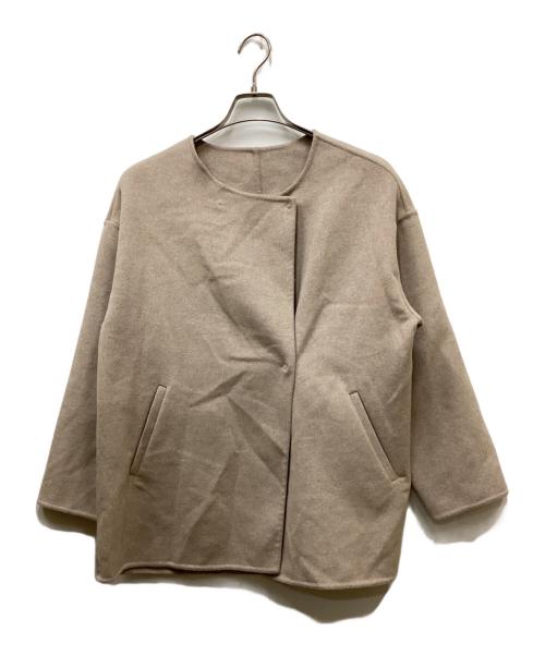 le.coeur blanc（ルクールブラン）le.coeur blanc (ルクールブラン) リバーノーカラーミドルコート グレージュ サイズ:38の古着・服飾アイテム