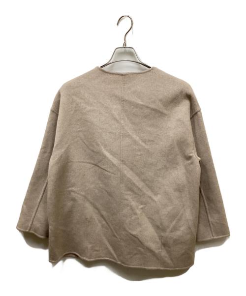 le.coeur blanc（ルクールブラン）le.coeur blanc (ルクールブラン) リバーノーカラーミドルコート グレージュ サイズ:38の古着・服飾アイテム