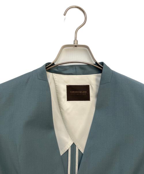 TOMORROW LAND（トゥモローランド）TOMORROW LAND (トゥモローランド) スモーキングストレッチノーカラージャケット グリーン サイズ:34の古着・服飾アイテム