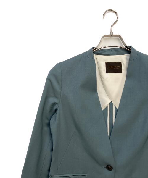 TOMORROW LAND（トゥモローランド）TOMORROW LAND (トゥモローランド) スモーキングストレッチノーカラージャケット グリーン サイズ:34の古着・服飾アイテム