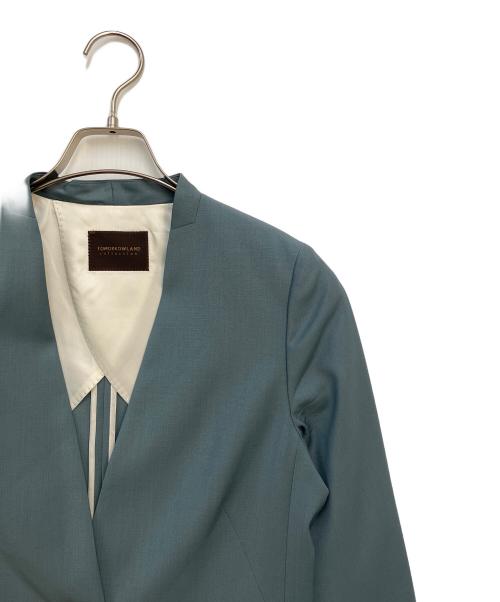 TOMORROW LAND（トゥモローランド）TOMORROW LAND (トゥモローランド) スモーキングストレッチノーカラージャケット グリーン サイズ:34の古着・服飾アイテム