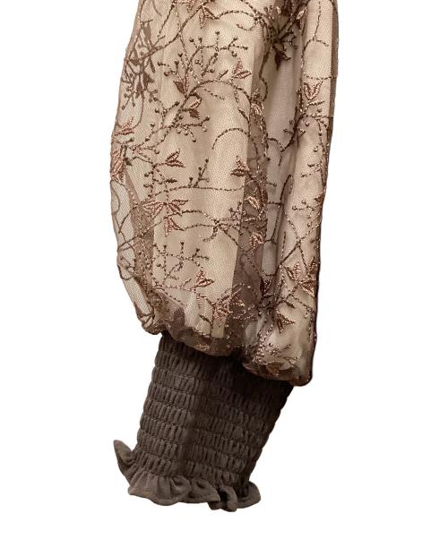 ANDRESD（アンドレスド）ANDRESD (アンドレスド) スリーブエンブロイダリードレス ブラウン サイズ:Lの古着・服飾アイテム