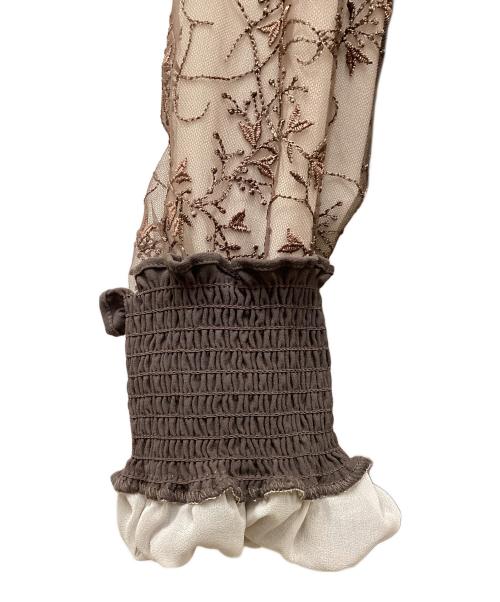 ANDRESD（アンドレスド）ANDRESD (アンドレスド) スリーブエンブロイダリードレス ブラウン サイズ:Lの古着・服飾アイテム