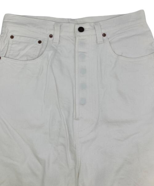 H BEAUTY&YOUTH（エイチ ビューティー&ユース）H BEAUTY&YOUTH (エイチ ビューティー&ユース) WHITE DENIM 5P PANTS ワイドデニム ホワイト サイズ:Mの古着・服飾アイテム