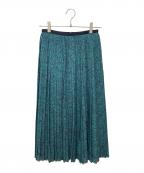 DRAWERドゥロワー）の古着「ジョーゼットプリントプリーツスカート 6524-299-1436」｜グリーン