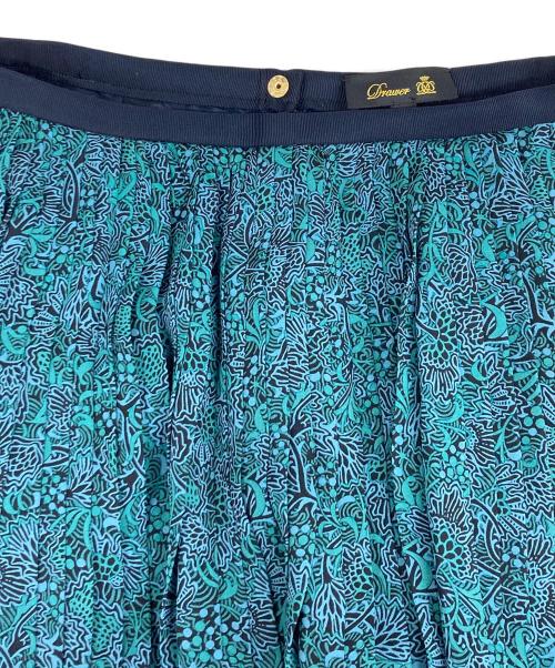 DRAWER（ドゥロワー）DRAWER (ドゥロワー) ジョーゼットプリントプリーツスカート 6524-299-1436 グリーン サイズ:36の古着・服飾アイテム