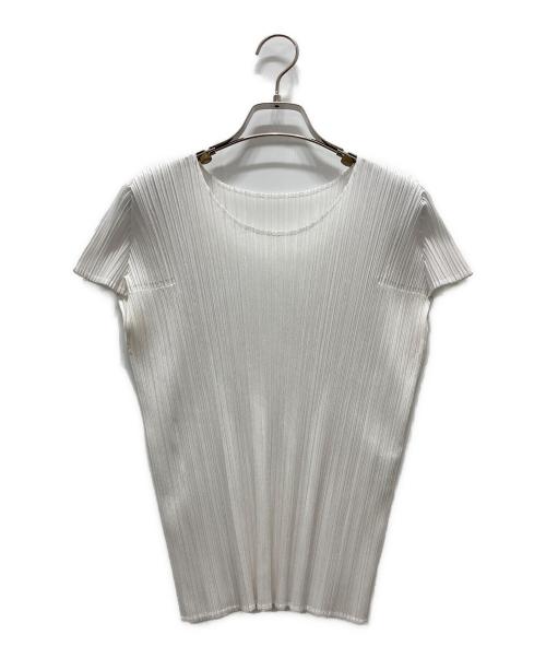 PLEATS PLEASE（プリーツプリーズ）PLEATS PLEASE (プリーツプリーズ) フレンチスリーブブラウス ホワイト サイズ:3の古着・服飾アイテム