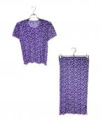 PLEATS PLEASEプリーツプリーズ）の古着「フラワープリントセットアップ」｜ブルー