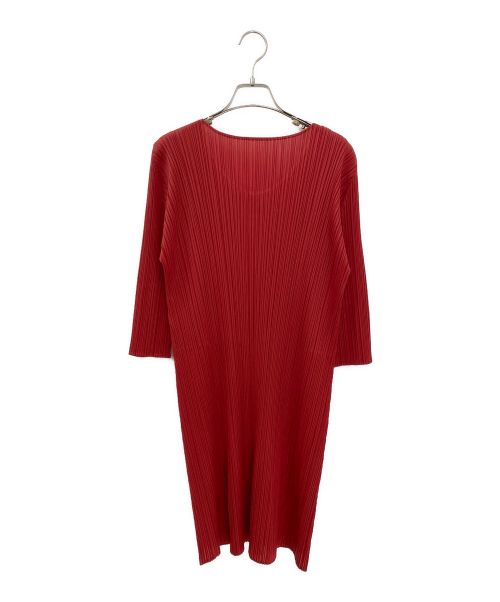PLEATS PLEASE（プリーツプリーズ）PLEATS PLEASE (プリーツプリーズ) プリーツワンピース レッド サイズ:3の古着・服飾アイテム