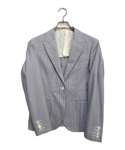 RING JACKET（リングジャケット）RING JACKET (リングジャケット) コットンシルク1Bジャケット ブルー サイズ:40の古着・服飾アイテム