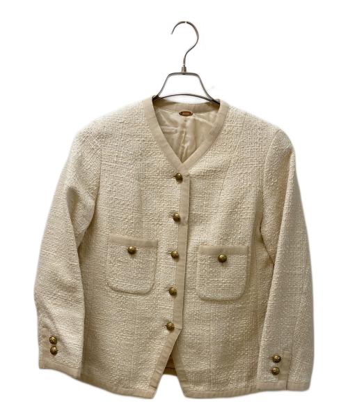 MUSE de Deuxieme Classe（ミューズ ドゥーズィエム クラス）MUSE de Deuxieme Classe (ミューズ ドゥーズィエム クラス) tweed Vネックジャケット ベージュ サイズ:Freeの古着・服飾アイテム
