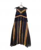 FRAY IDフレイ アイディー）の古着「レーストリムフレアドレス FWFO244501」｜ネイビー