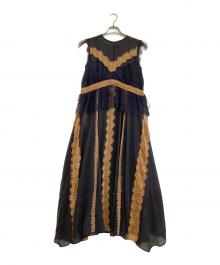 FRAY ID（フレイ アイディー）の古着「レーストリムフレアドレス FWFO244501」｜ネイビー