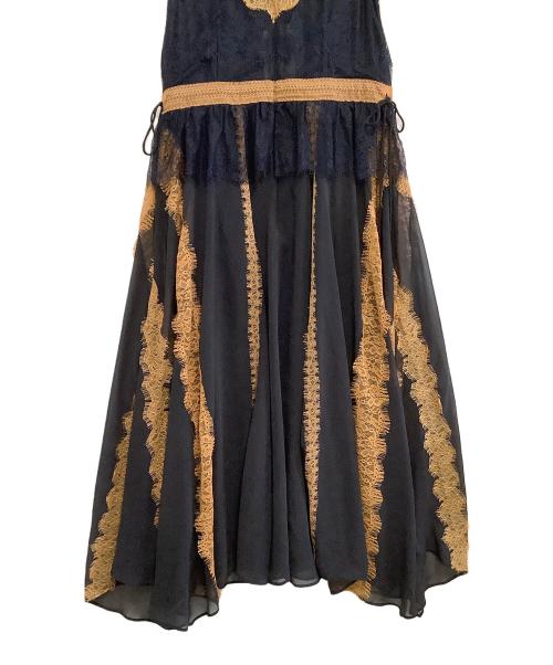 FRAY ID（フレイ アイディー）FRAY ID (フレイ アイディー) レーストリムフレアドレス FWFO244501 ネイビー サイズ:1の古着・服飾アイテム