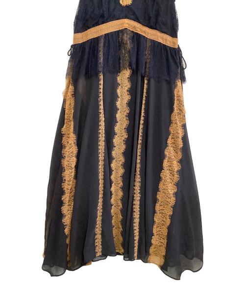 FRAY ID（フレイ アイディー）FRAY ID (フレイ アイディー) レーストリムフレアドレス FWFO244501 ネイビー サイズ:1の古着・服飾アイテム