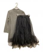 CADUNEカデュネ）の古着「ラメワンピ×チュールスカートセット」｜グレー×ブラック