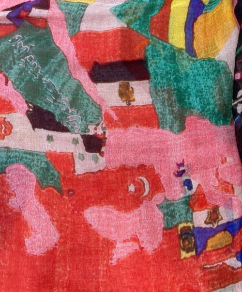 ALIGHIERO BOETTI（アリギエーロ・ボエッティ）ALIGHIERO BOETTI (アリギエーロ・ボエッティ) monica sarti (モニカサルティ) コラボ大判コットンストール レッドの古着・服飾アイテム