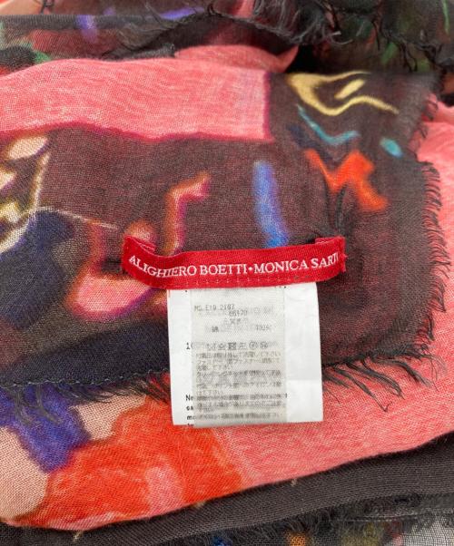 ALIGHIERO BOETTI（アリギエーロ・ボエッティ）ALIGHIERO BOETTI (アリギエーロ・ボエッティ) monica sarti (モニカサルティ) コラボ大判コットンストール レッドの古着・服飾アイテム