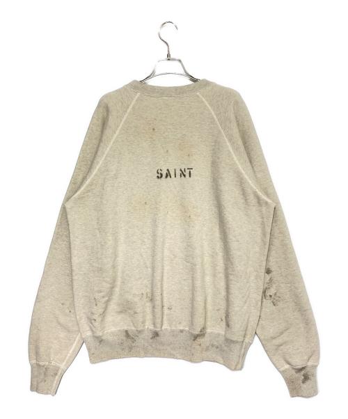SAINT MICHAEL（セントマイケル）SAINT MICHAEL (セントマイケル) KN CREW SWEAT/ NORIDA-/GRAY アイボリー サイズ:Lの古着・服飾アイテム