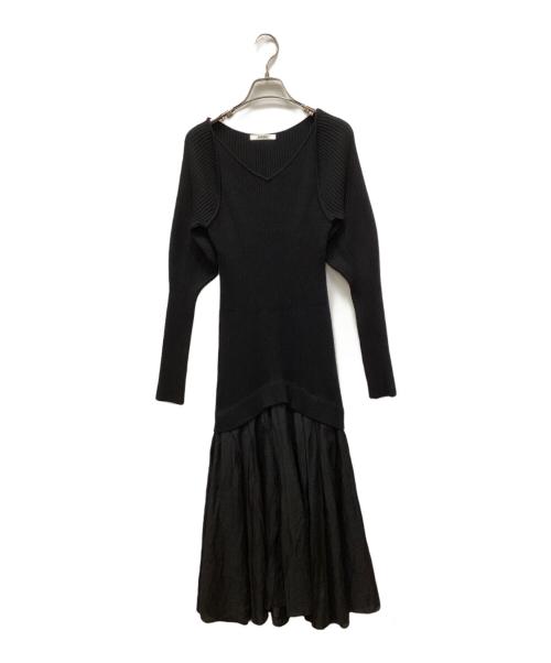 Snidel（スナイデル）Snidel (スナイデル) オーガンスカートドッキングニットワンピ ブラック サイズ:Freeの古着・服飾アイテム