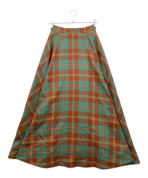 Ameri（アメリ）Ameri (アメリ) EVELYN CHECK FLARE SKIRT グリーン×ブラウン サイズ:Mの古着・服飾アイテム