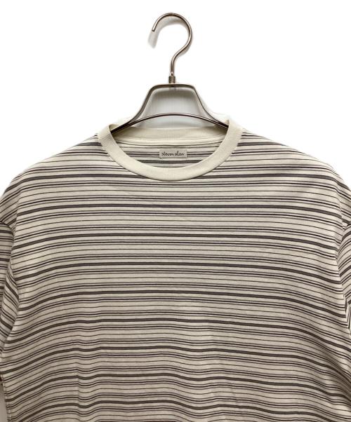 STEVEN ALAN（スティーブンアラン）STEVEN ALAN (スティーブンアラン) 21MVS ボーダー ショートスリーブ Tシャツ ホワイト×グレー サイズ:Sの古着・服飾アイテム