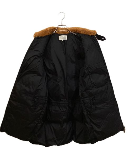 Maison Margiela（メゾンマルジェラ）Maison Margiela (メゾンマルジェラ) レザー切替ファーダウンコート ブラック サイズ:46の古着・服飾アイテム
