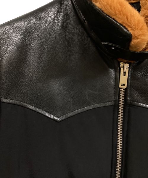 Maison Margiela（メゾンマルジェラ）Maison Margiela (メゾンマルジェラ) レザー切替ファーダウンコート ブラック サイズ:46の古着・服飾アイテム