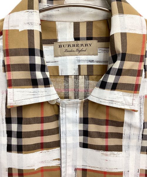 BURBERRY（バーバリー）BURBERRY (バーバリー) ペイントデザインノヴァチェックシャツ ブラウン サイズ:Lの古着・服飾アイテム