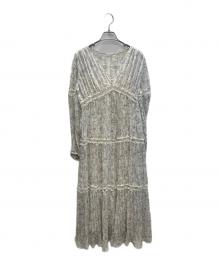 HER LIP TO（ハーリップトゥ）の古着「Monotone Floral Pleated Dress」｜アイボリー