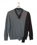 KOLORカラー）の古着「コンビネーション Vネックニット」｜グレー×ブラウン