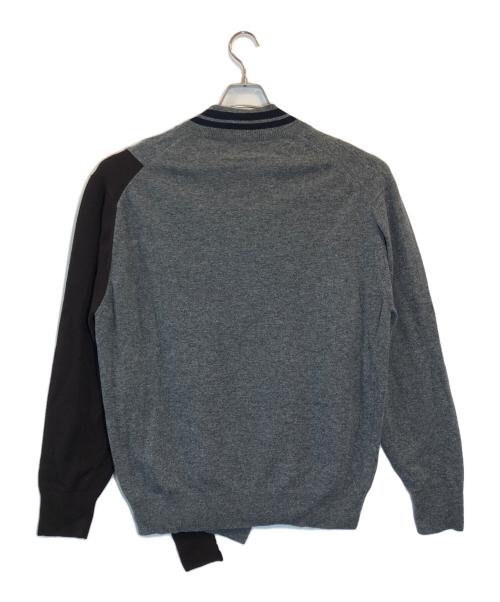 KOLOR（カラー）KOLOR (カラー) コンビネーション Vネックニット グレー×ブラウン サイズ:SIZE 3の古着・服飾アイテム