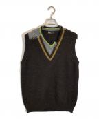 KOLORカラー）の古着「ドッキングニットベスト」｜ブラウン